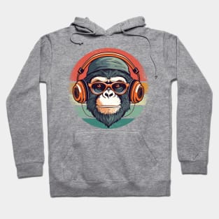 Chimp with Headphone - For Musicians and Zoologists Hoodie